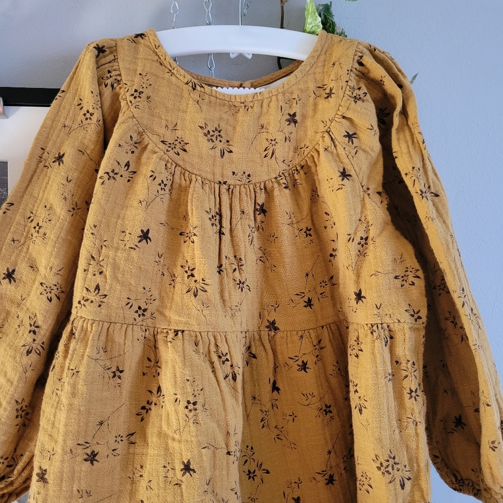 Zara Girl's Floral Print Fall Textured Long Sleeve Dress 4-5 YEARS - Picture 4 of 12